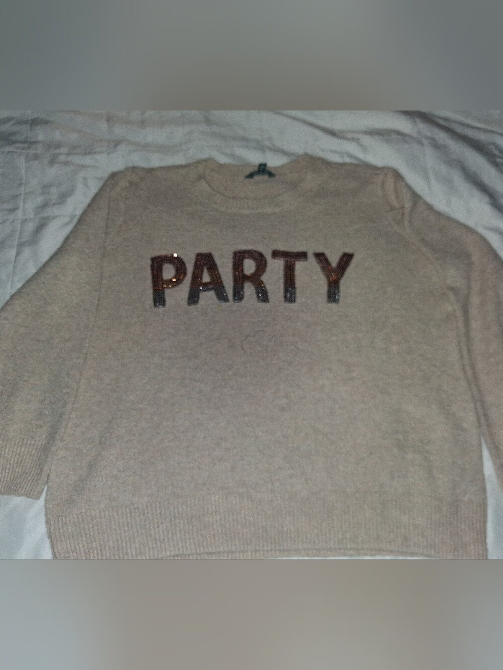 Terra & Sky "Party" Talking Sweater - Oatmeal Heather - Plus Sizes